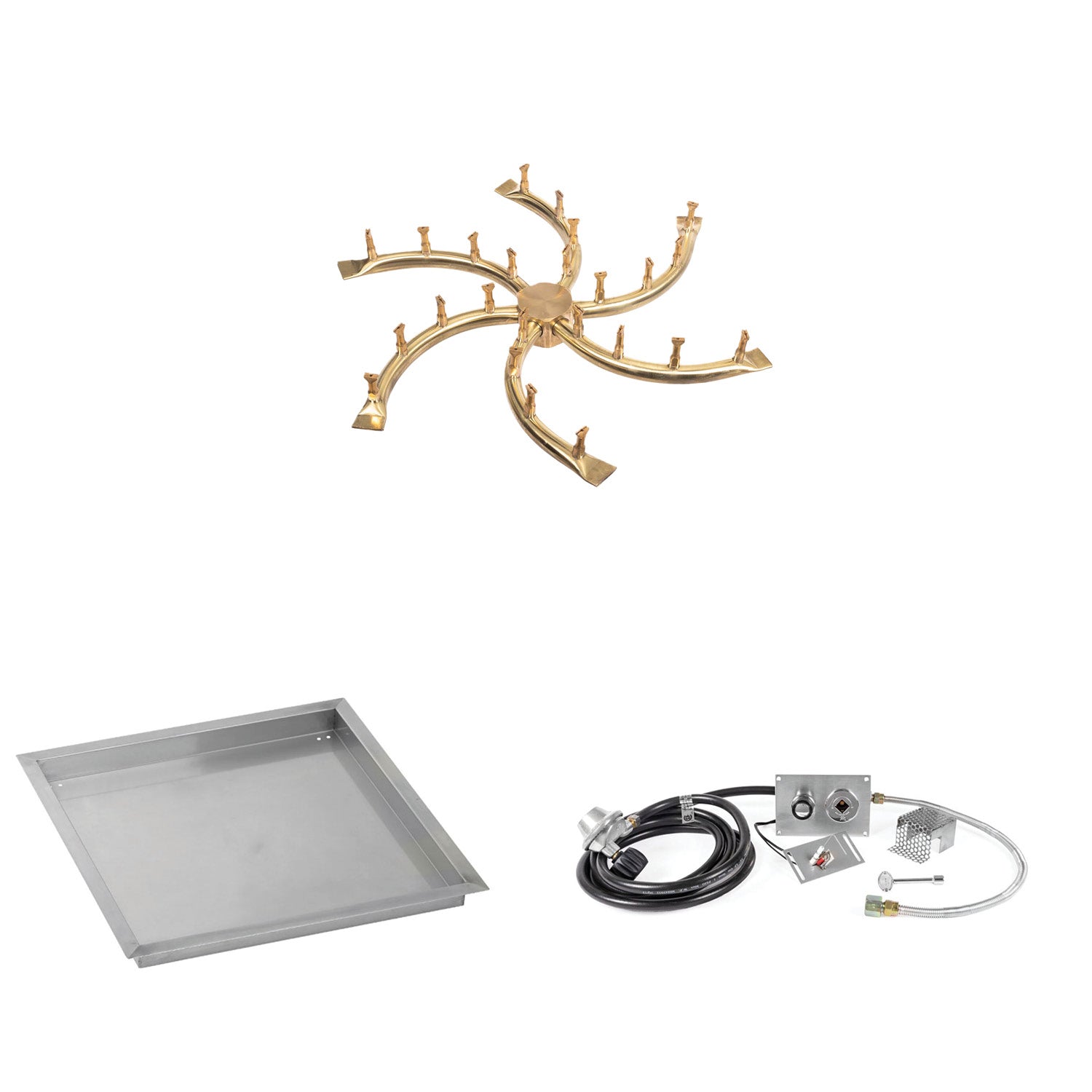 The Outdoor Plus Brass Bullet Spark Ignition Gas Fire Pit Burner Kit