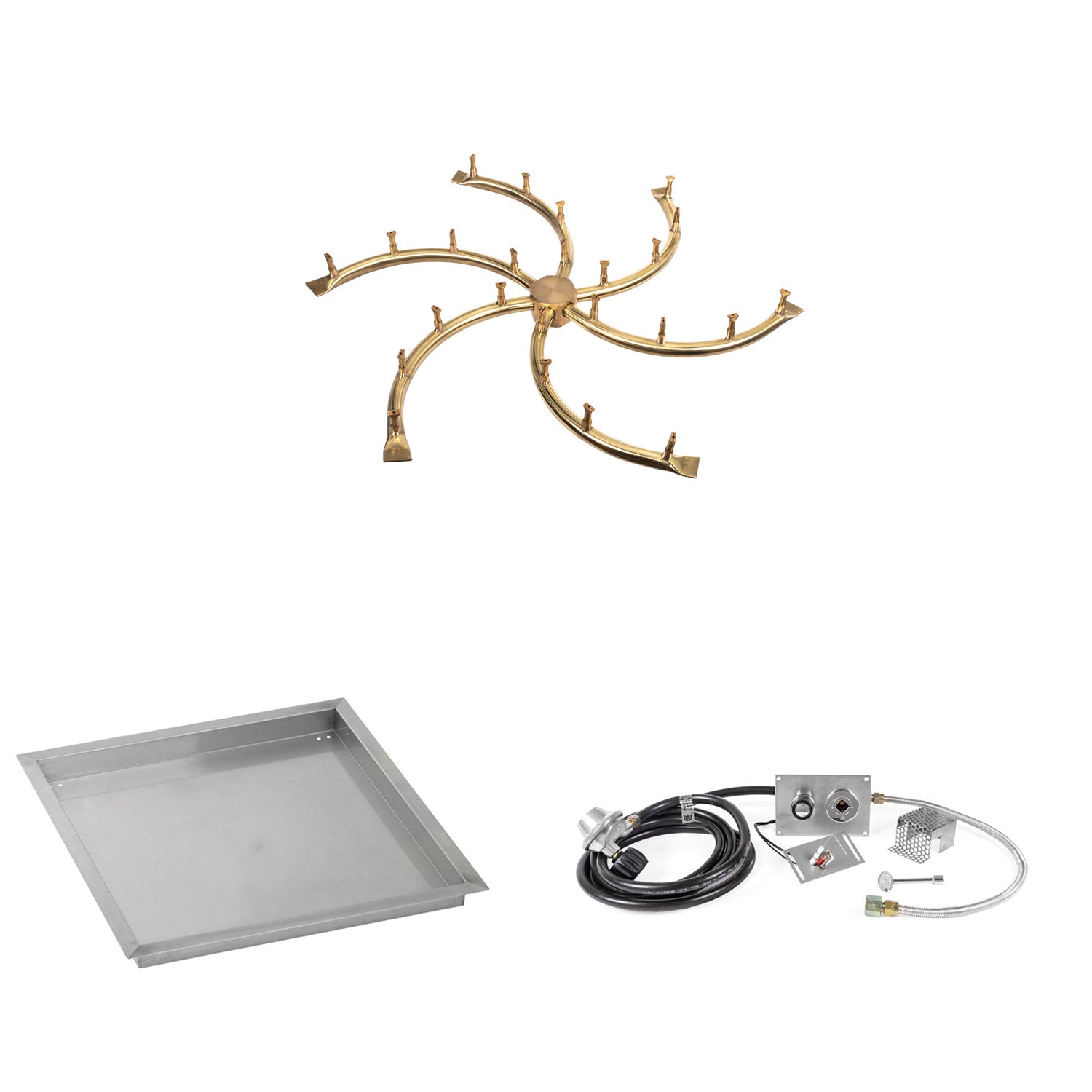 The Outdoor Plus Brass Bullet Spark Ignition Gas Fire Pit Burner Kit