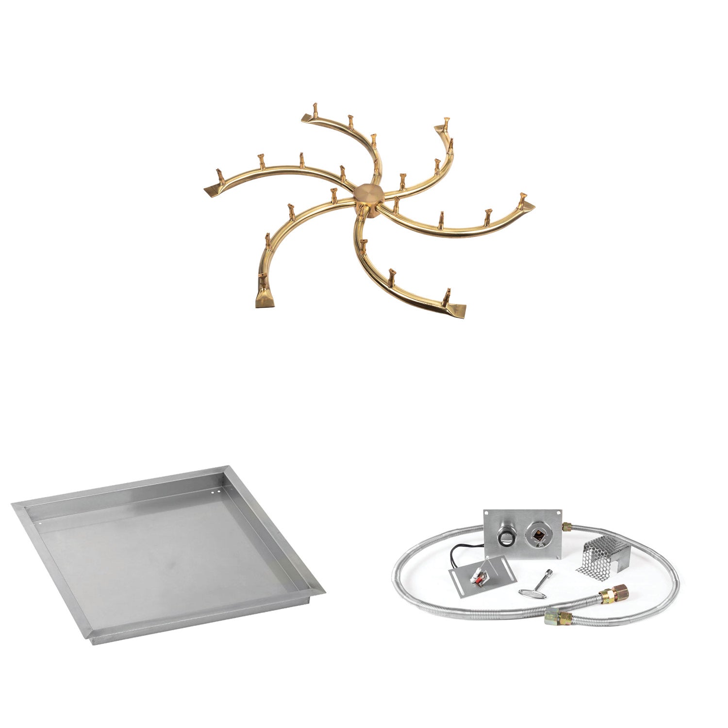 The Outdoor Plus Brass Bullet Spark Ignition Gas Fire Pit Burner Kit