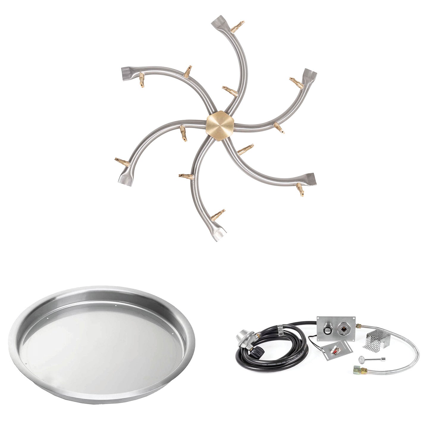 The Outdoor Plus Stainless Steel Bullet Spark Ignition Gas Fire Pit Burner Kit