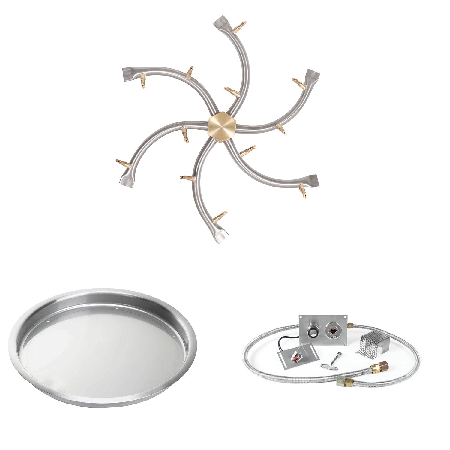 The Outdoor Plus Stainless Steel Bullet Spark Ignition Gas Fire Pit Burner Kit