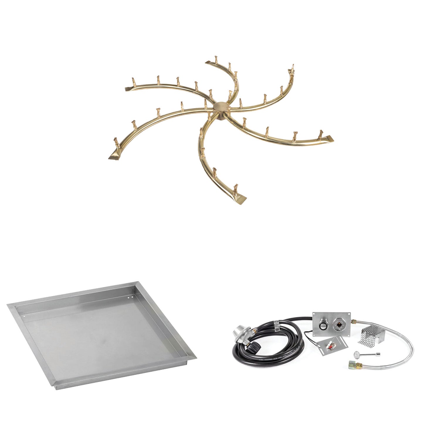 The Outdoor Plus Brass Bullet Spark Ignition Gas Fire Pit Burner Kit