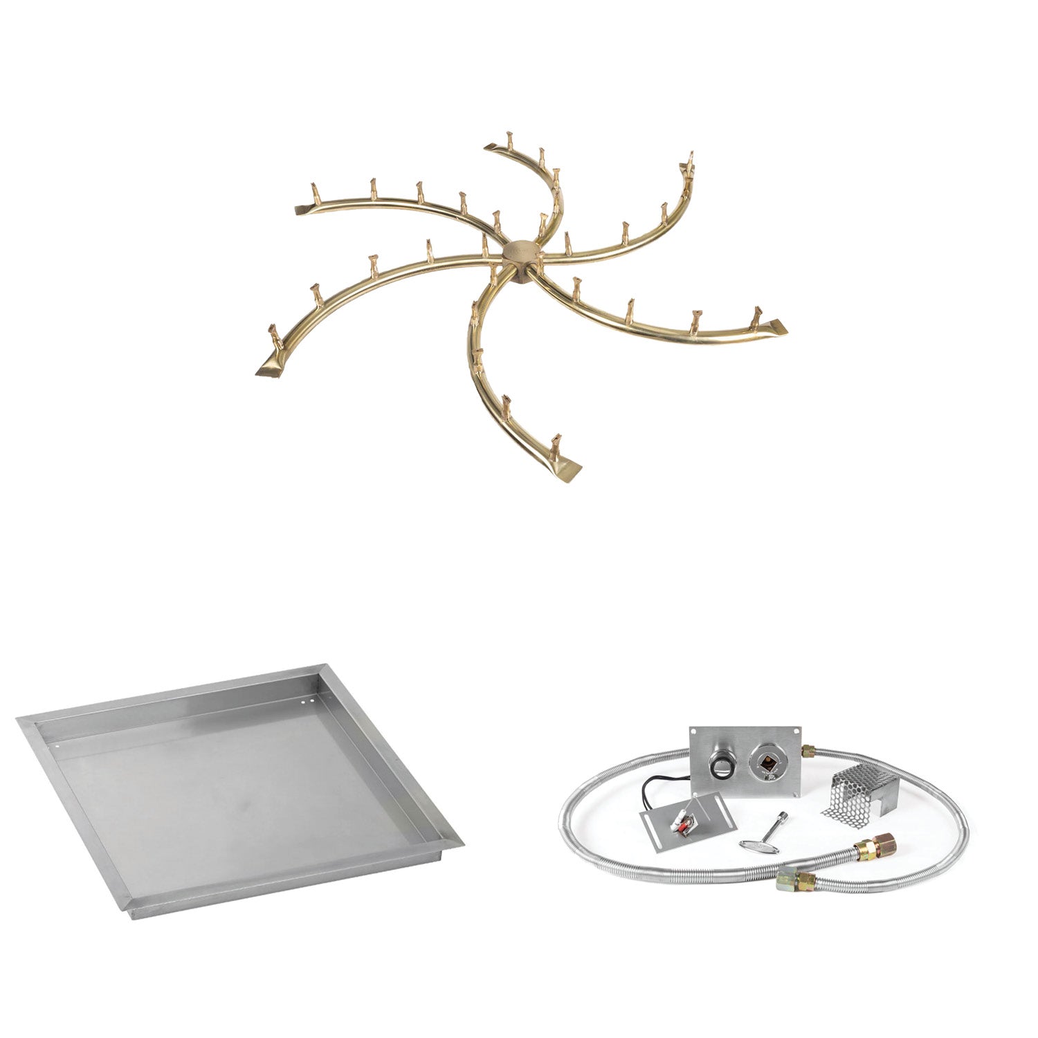 The Outdoor Plus Brass Bullet Spark Ignition Gas Fire Pit Burner Kit