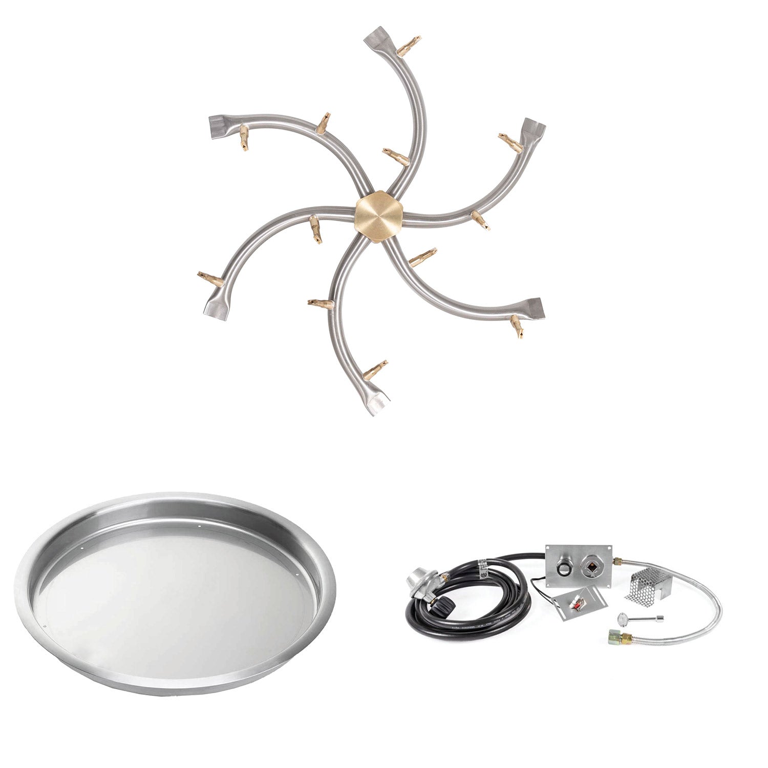 The Outdoor Plus Stainless Steel Bullet Spark Ignition Gas Fire Pit Burner Kit