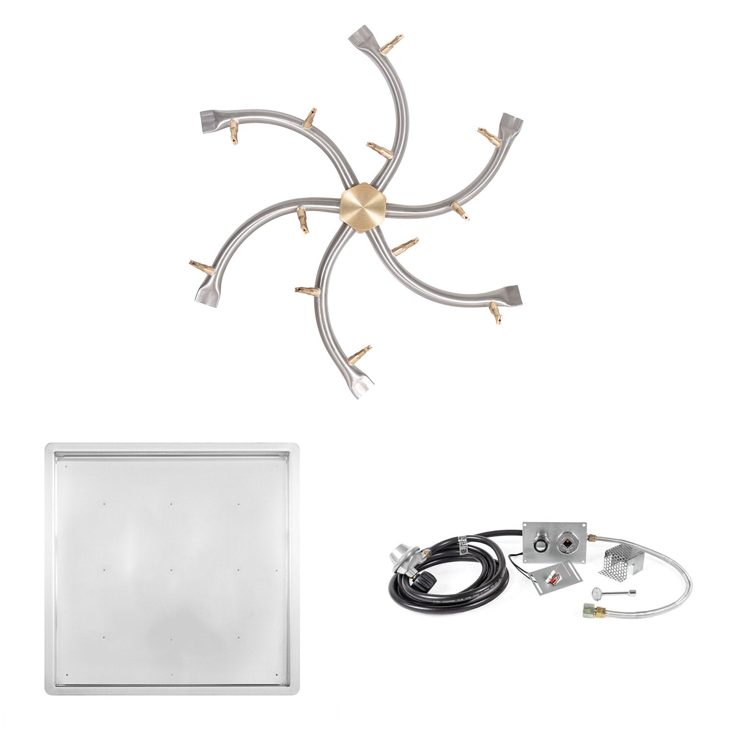 The Outdoor Plus Stainless Steel Bullet Spark Ignition Gas Fire Pit Burner Kit