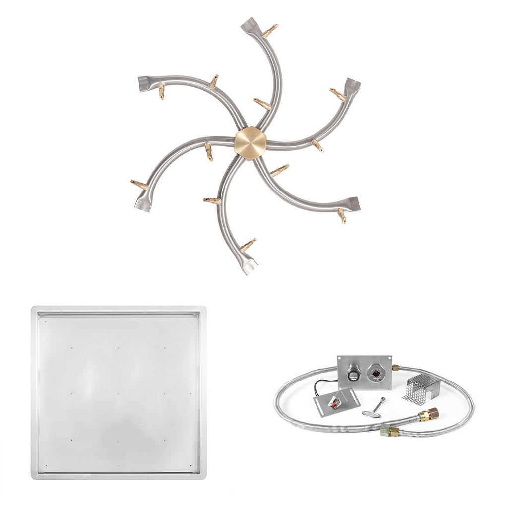 The Outdoor Plus Stainless Steel Bullet Spark Ignition Gas Fire Pit Burner Kit