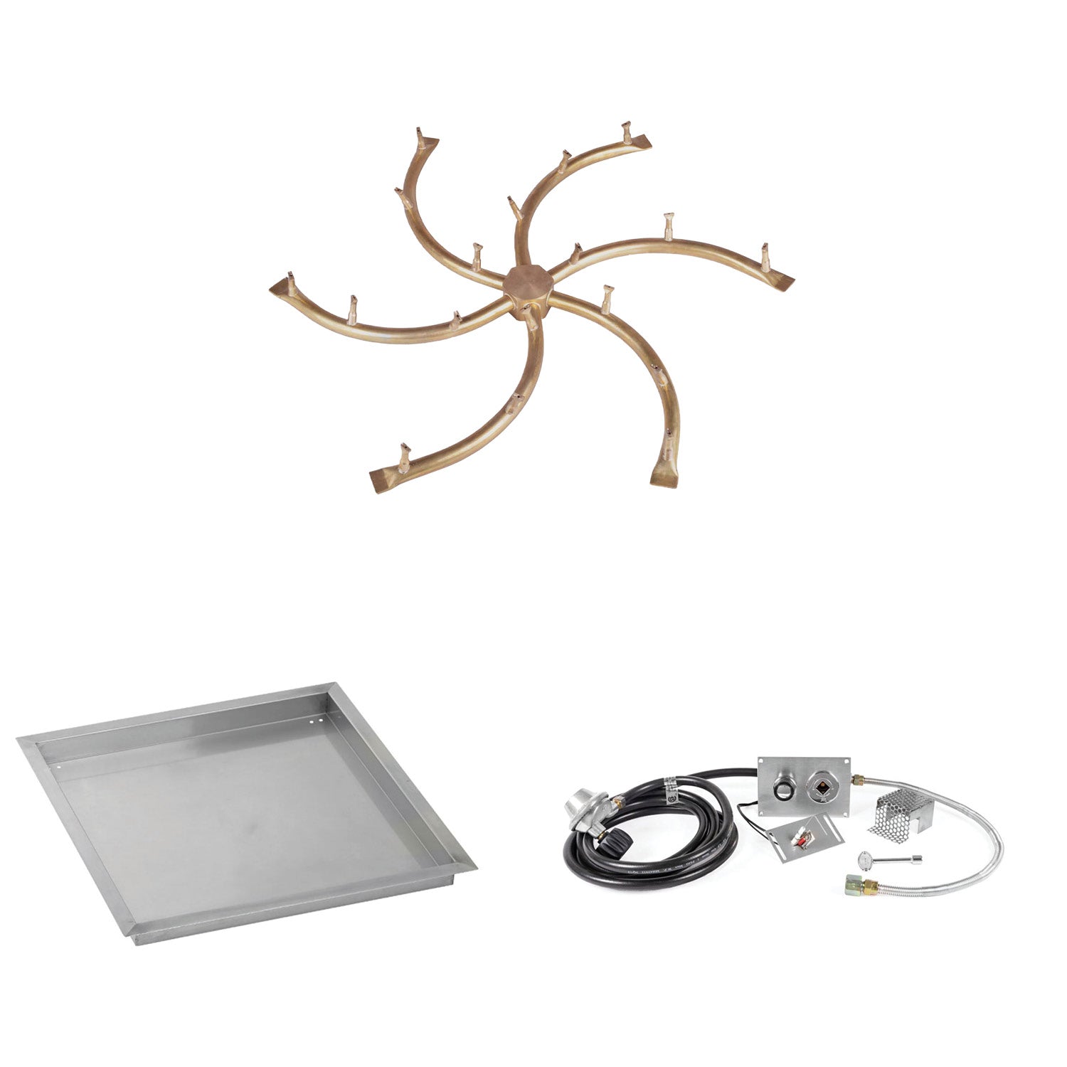 The Outdoor Plus Brass Bullet Spark Ignition Gas Fire Pit Burner Kit