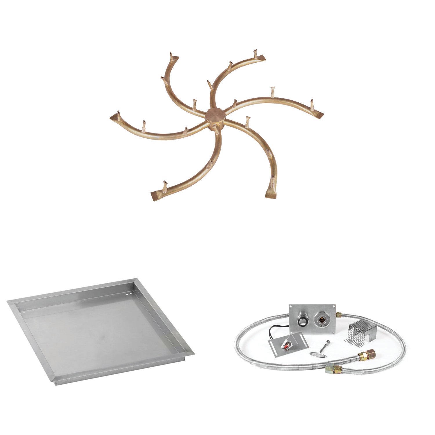 The Outdoor Plus Brass Bullet Spark Ignition Gas Fire Pit Burner Kit