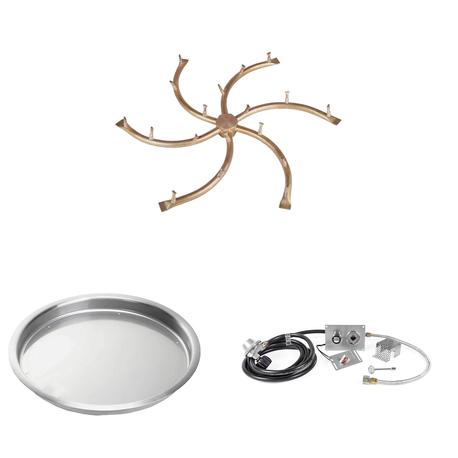 The Outdoor Plus Brass Bullet Spark Ignition Gas Fire Pit Burner Kit