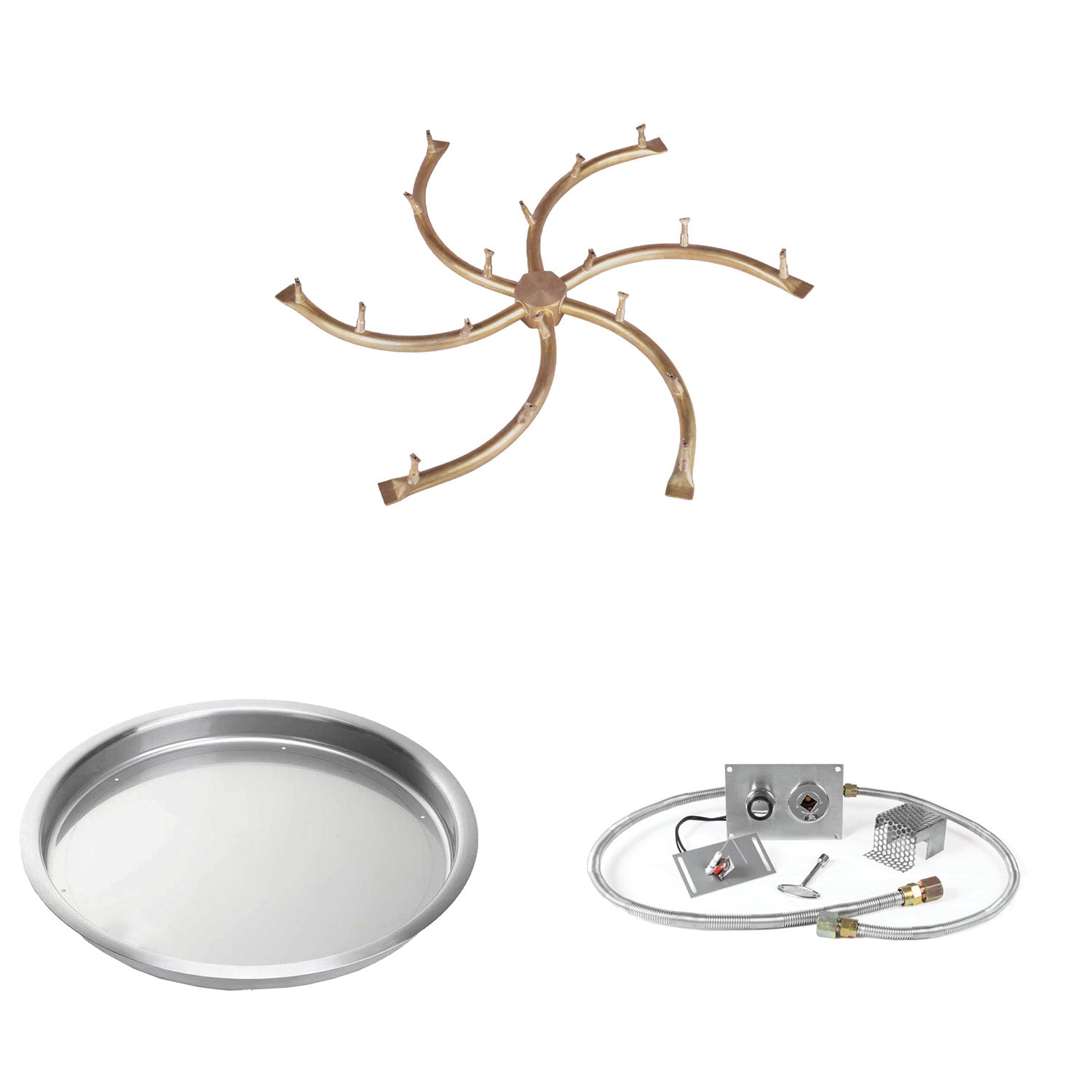 The Outdoor Plus Brass Bullet Spark Ignition Gas Fire Pit Burner Kit