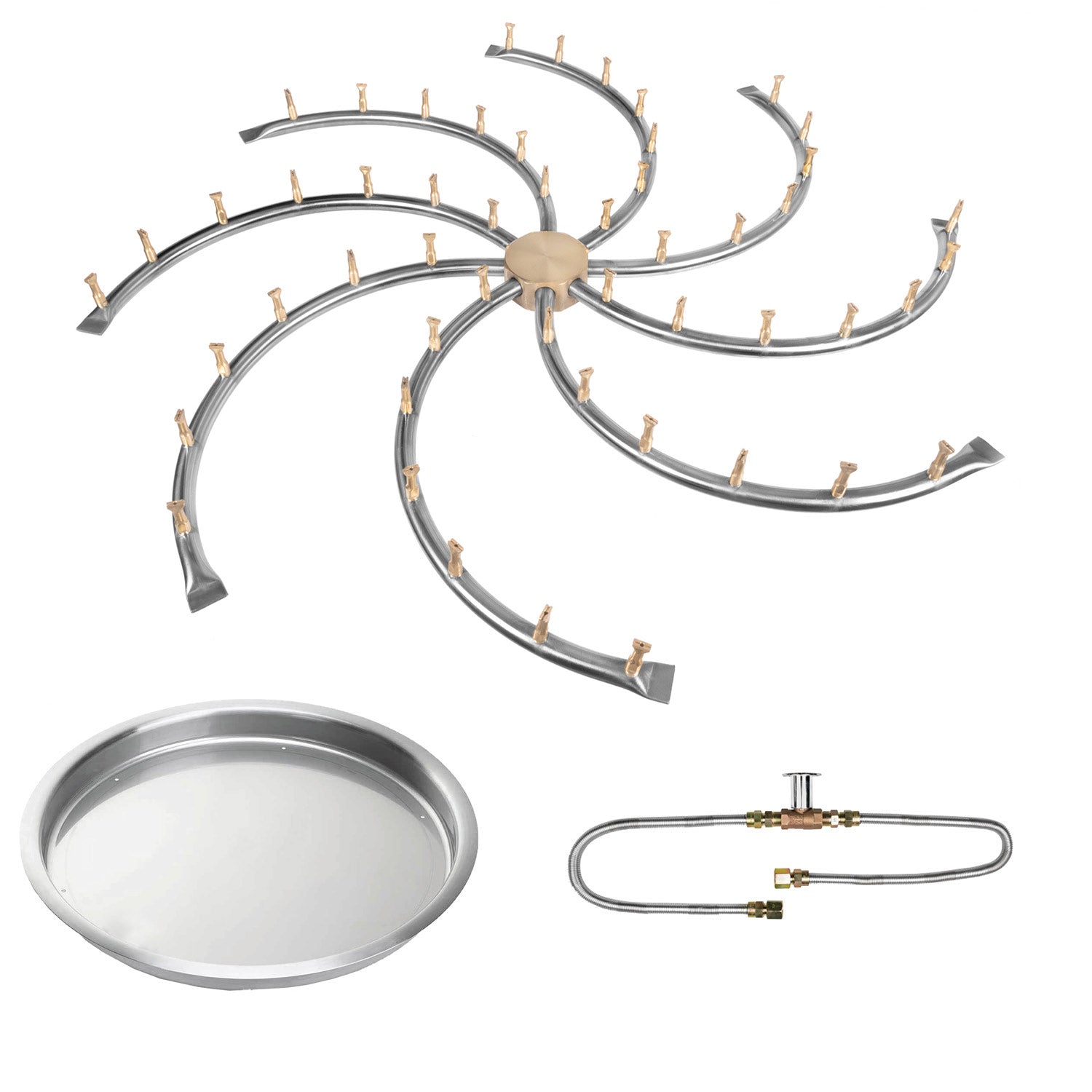 The Outdoor Plus Stainless Steel Bullet Match Light Gas Fire Pit Burner Kit
