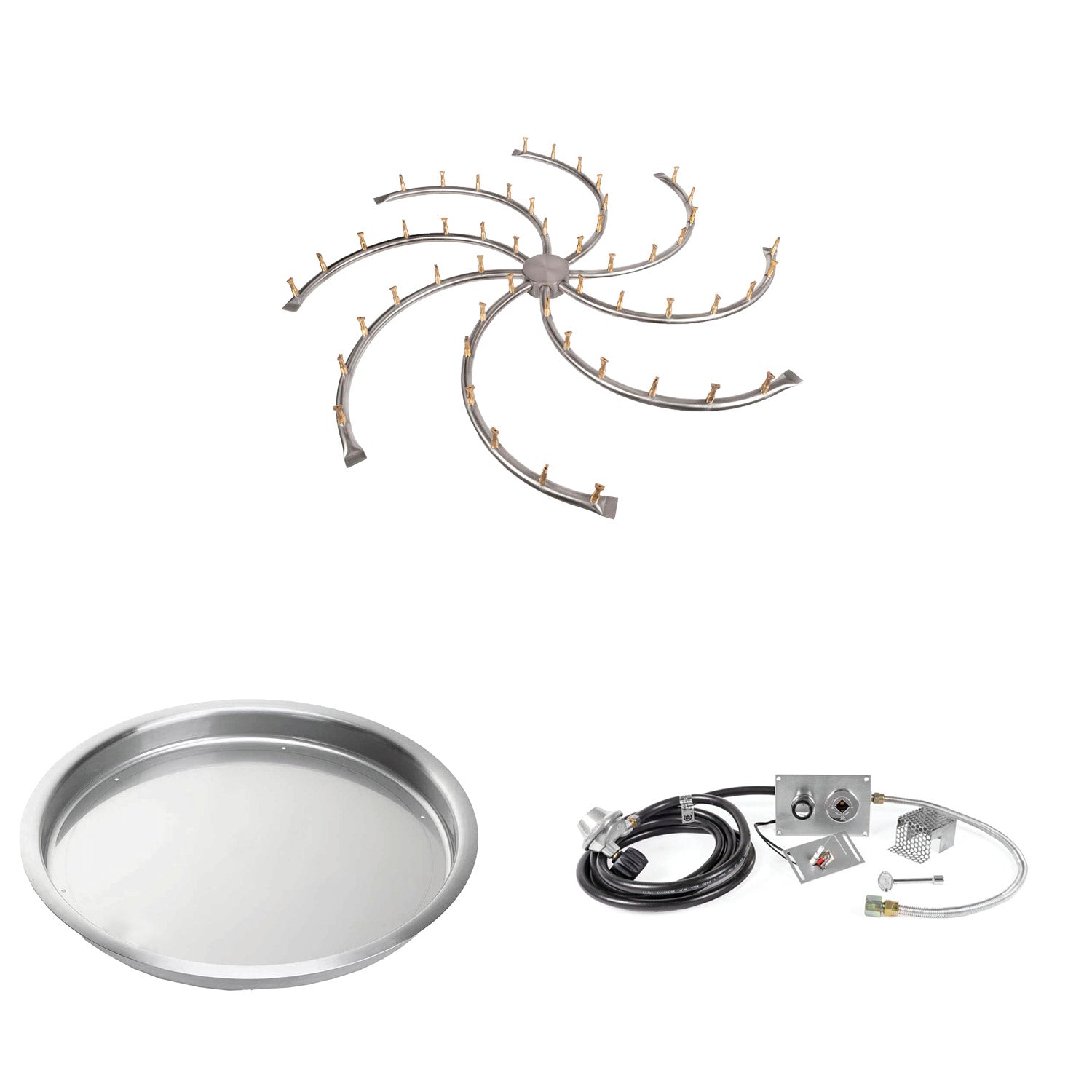 The Outdoor Plus Stainless Steel Bullet Spark Ignition Gas Fire Pit Burner Kit