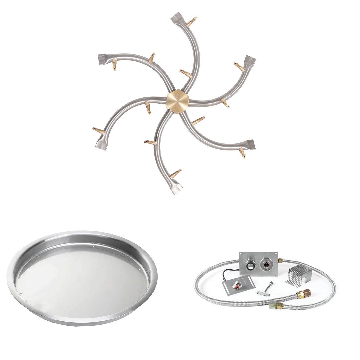 The Outdoor Plus Stainless Steel Bullet Spark Ignition Gas Fire Pit Burner Kit