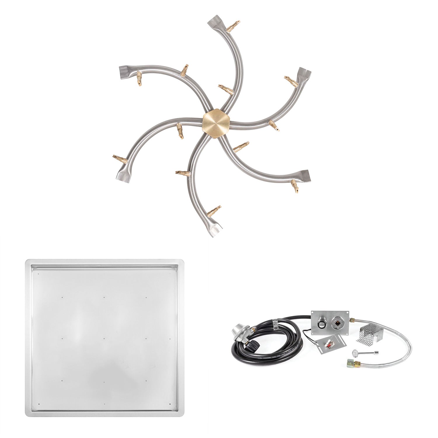 The Outdoor Plus Stainless Steel Bullet Spark Ignition Gas Fire Pit Burner Kit