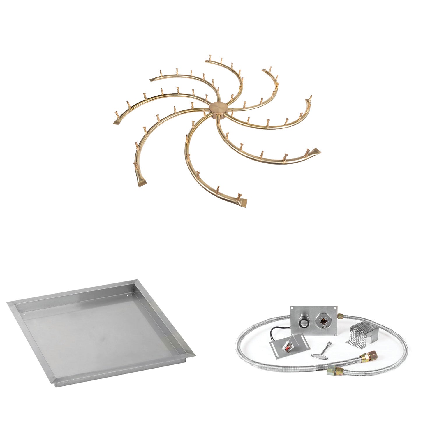 The Outdoor Plus Brass Bullet Spark Ignition Gas Fire Pit Burner Kit