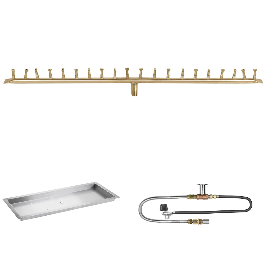 The Outdoor Plus Brass Linear Bullet Match Light Gas Fire Pit Burner Kit