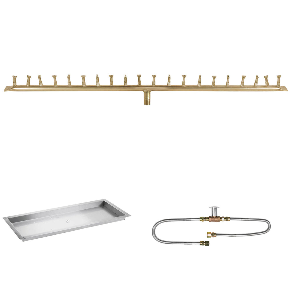 The Outdoor Plus Brass Linear Bullet Match Light Gas Fire Pit Burner Kit