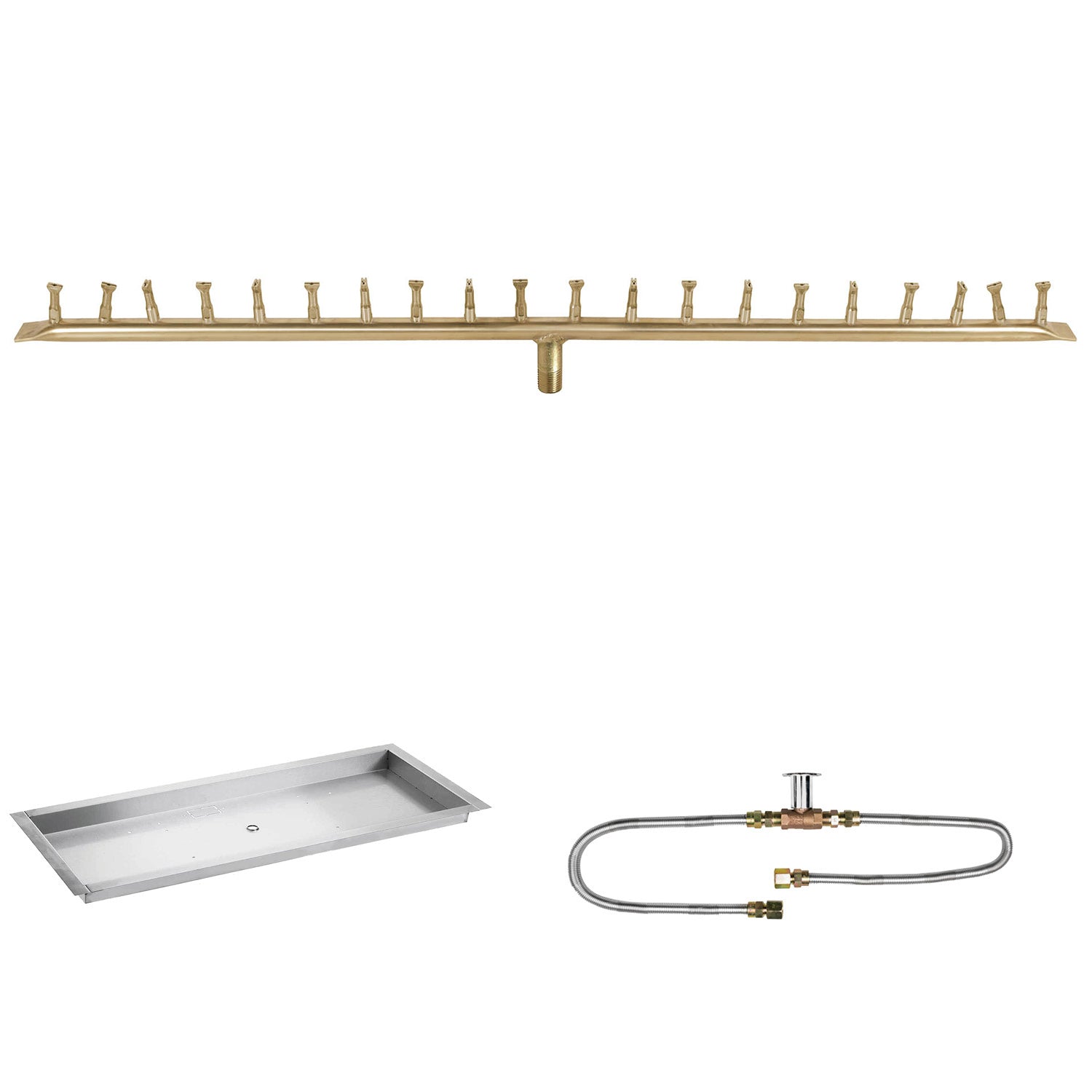 The Outdoor Plus Brass Linear Bullet Match Light Gas Fire Pit Burner Kit