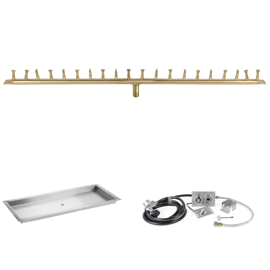 The Outdoor Plus Brass Linear Bullet Spark Ignition Gas Fire Pit Burner Kit