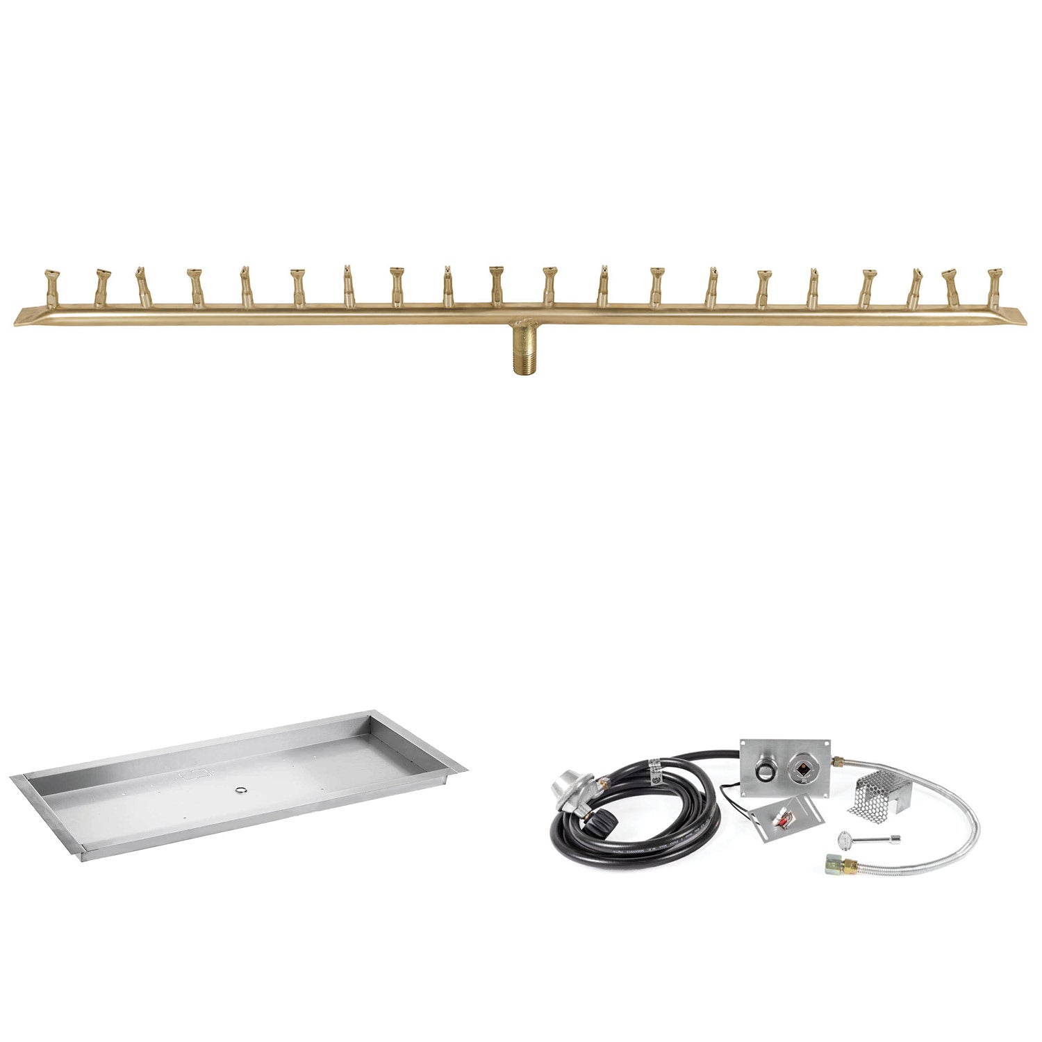 The Outdoor Plus Brass Linear Bullet Spark Ignition Gas Fire Pit Burner Kit