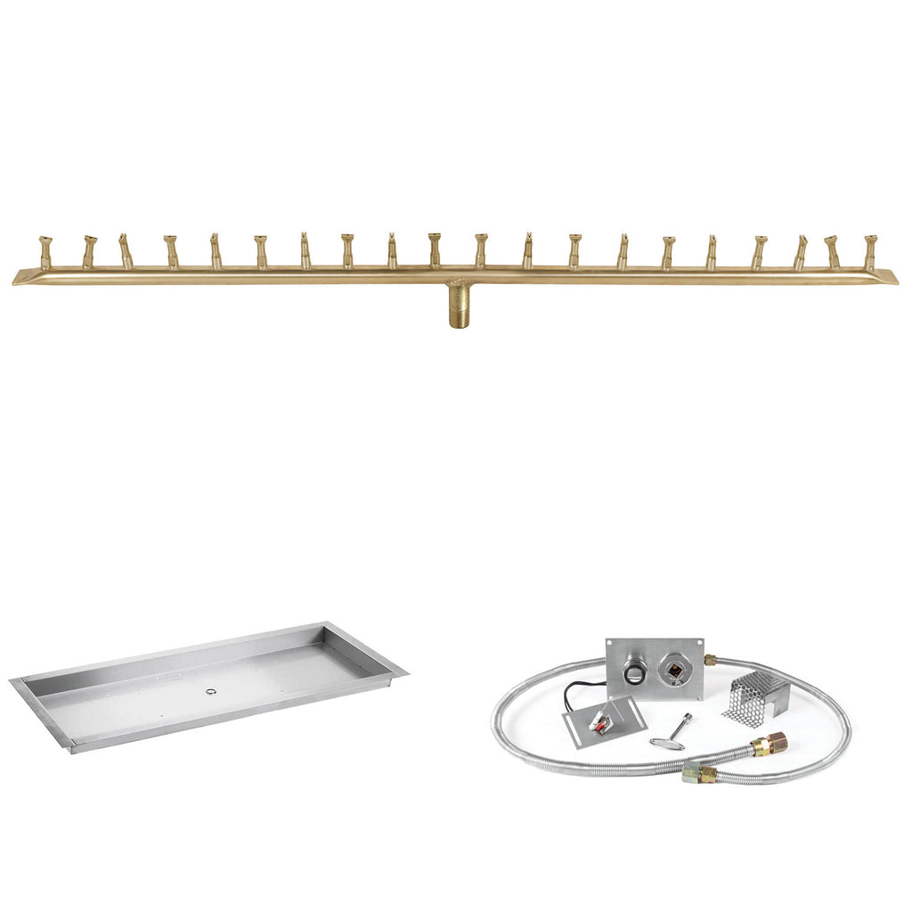 The Outdoor Plus Brass Linear Bullet Spark Ignition Gas Fire Pit Burner Kit
