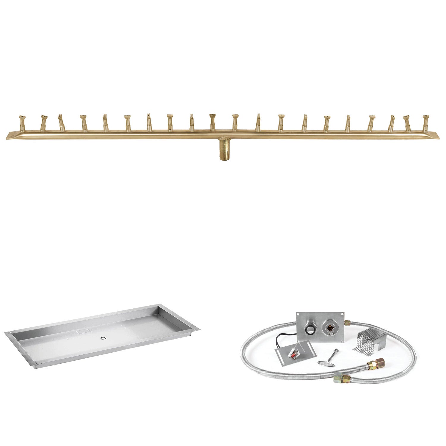 The Outdoor Plus Brass Linear Bullet Spark Ignition Gas Fire Pit Burner Kit