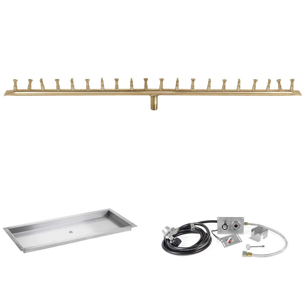 The Outdoor Plus Brass Linear Bullet Spark Ignition Gas Fire Pit Burner Kit