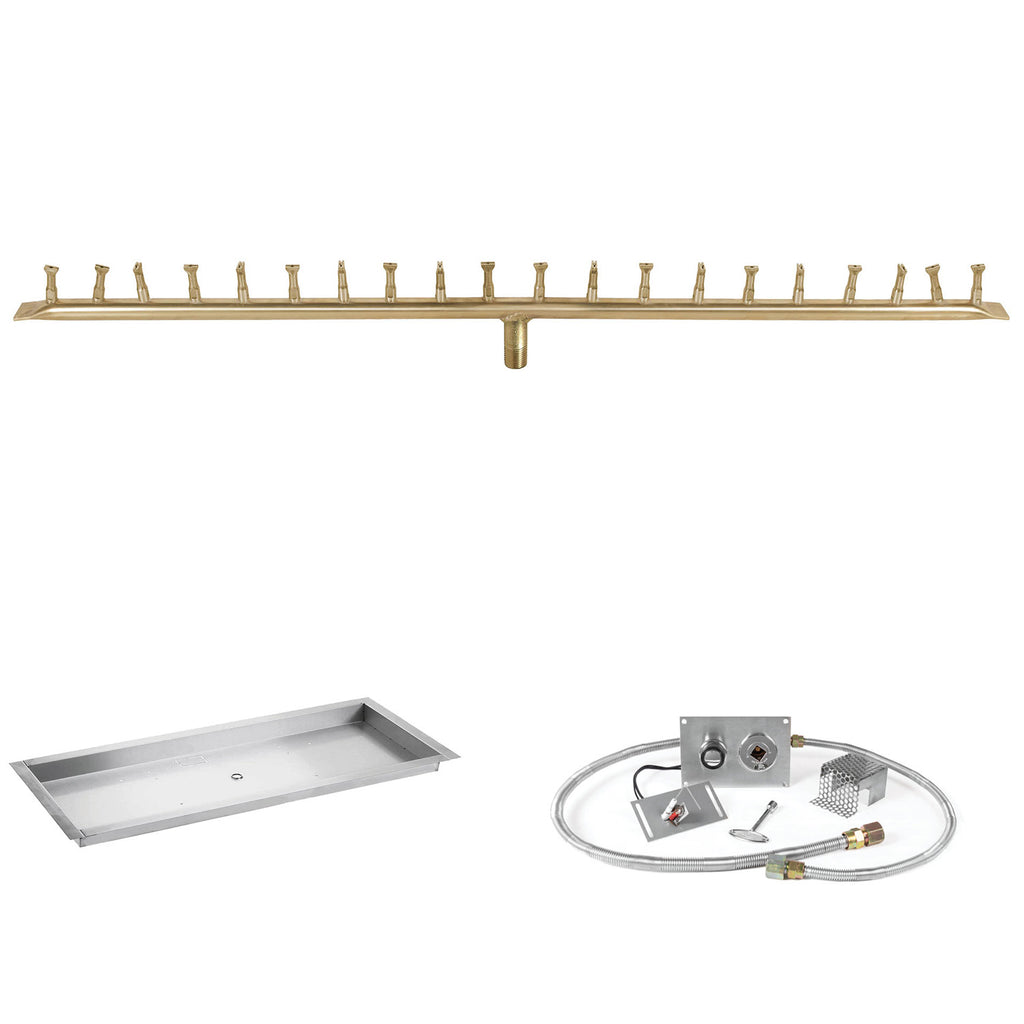 The Outdoor Plus Brass Linear Bullet Spark Ignition Gas Fire Pit Burner Kit