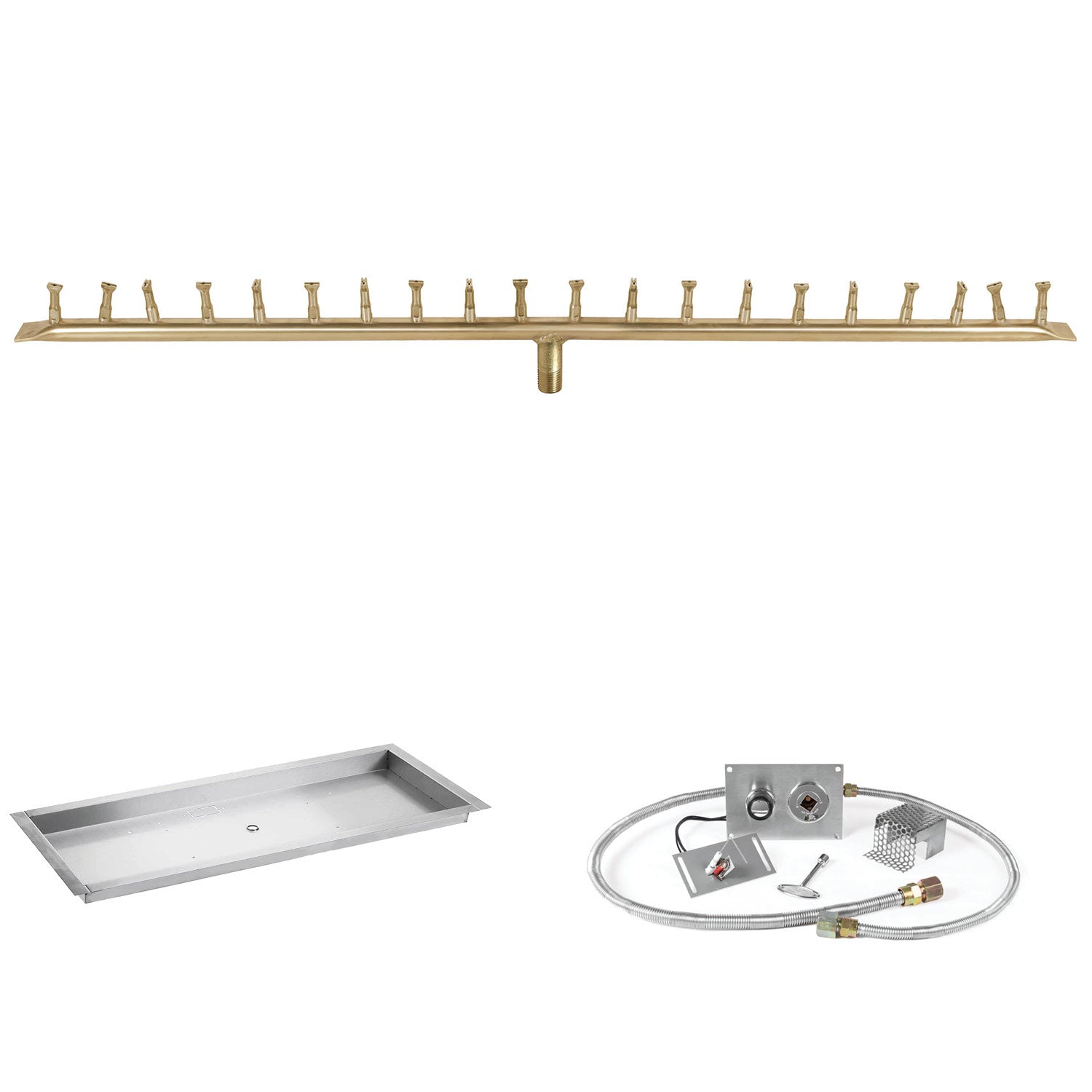 The Outdoor Plus Brass Linear Bullet Spark Ignition Gas Fire Pit Burner Kit