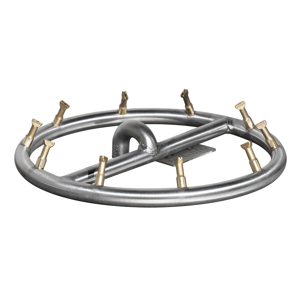Round bullet burner with stainless steel ring and brass burner nozzles