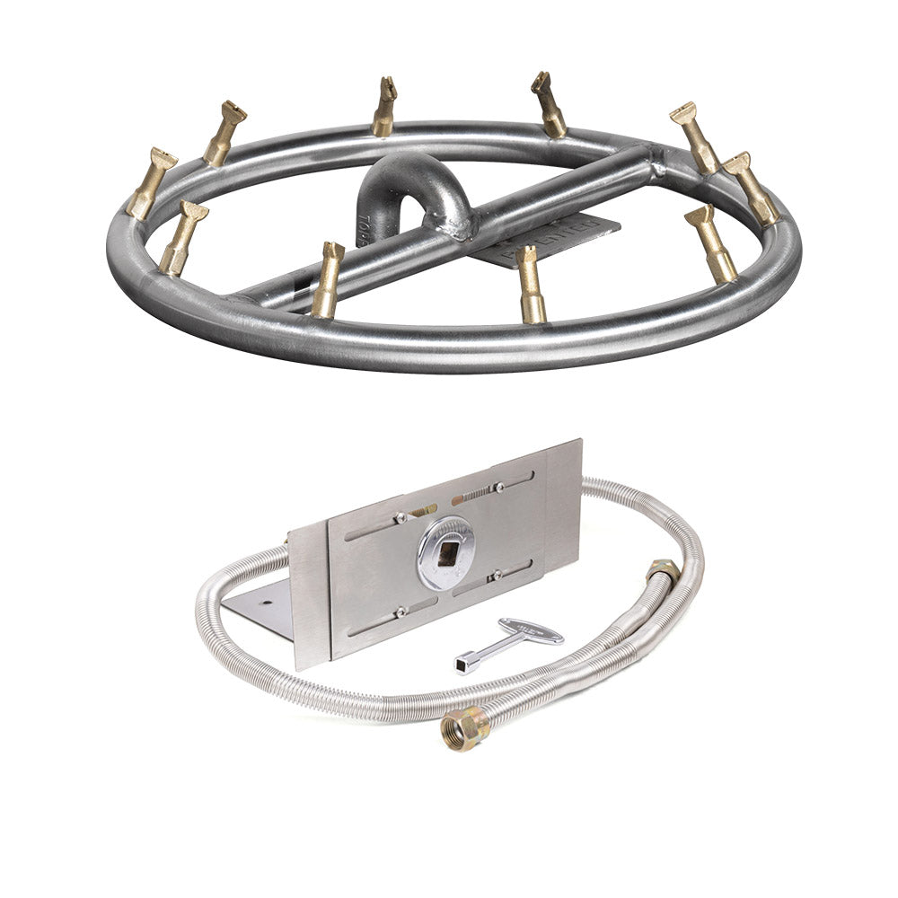 The Outdoor Plus Stainless Steel Round Bullet Match Light Gas Fire Pit Burner Kit