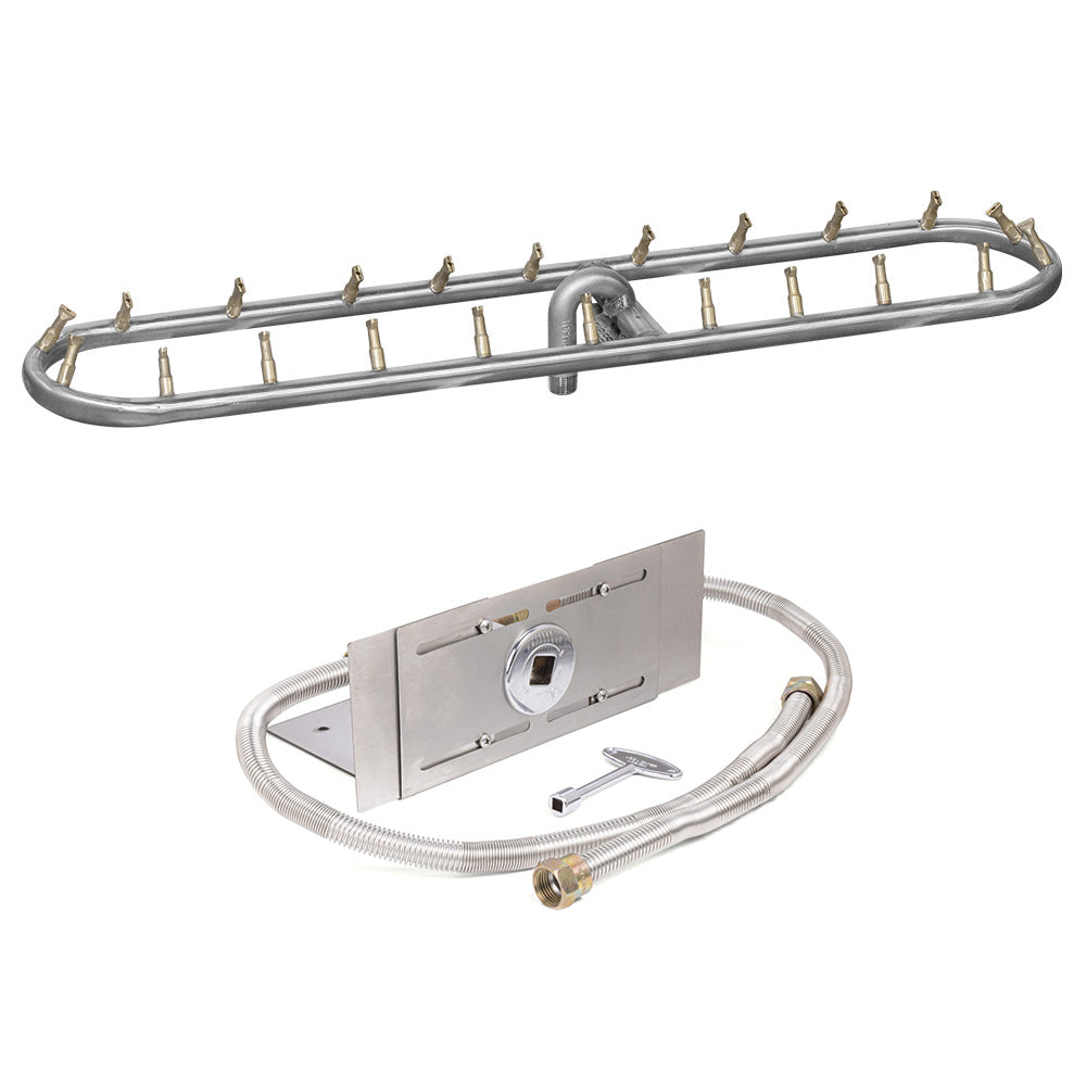 The Outdoor Plus Stainless Steel Racetrack Bullet Match Light Gas Fire Pit Burner Kit