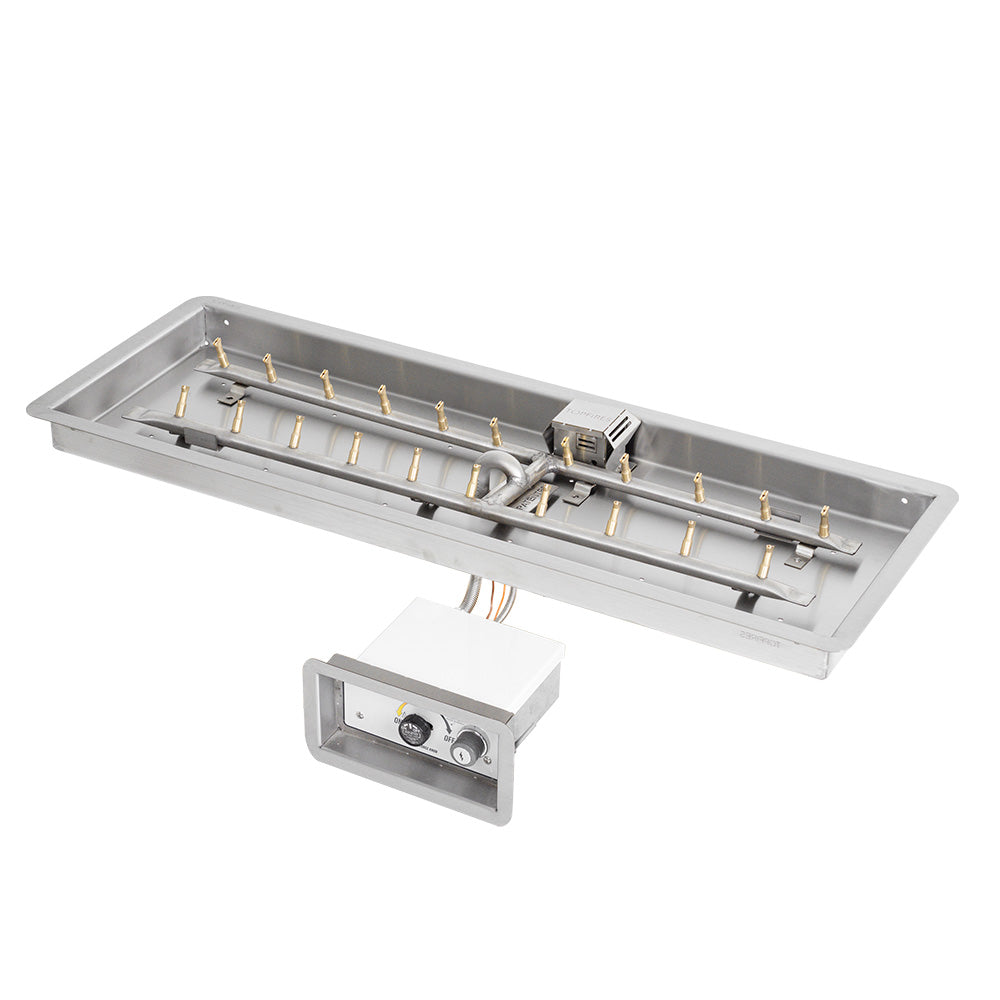 The Outdoor Plus Stainless Steel Linear H-Style Bullet Spark Ignition Gas Fire Pit Burner Kit