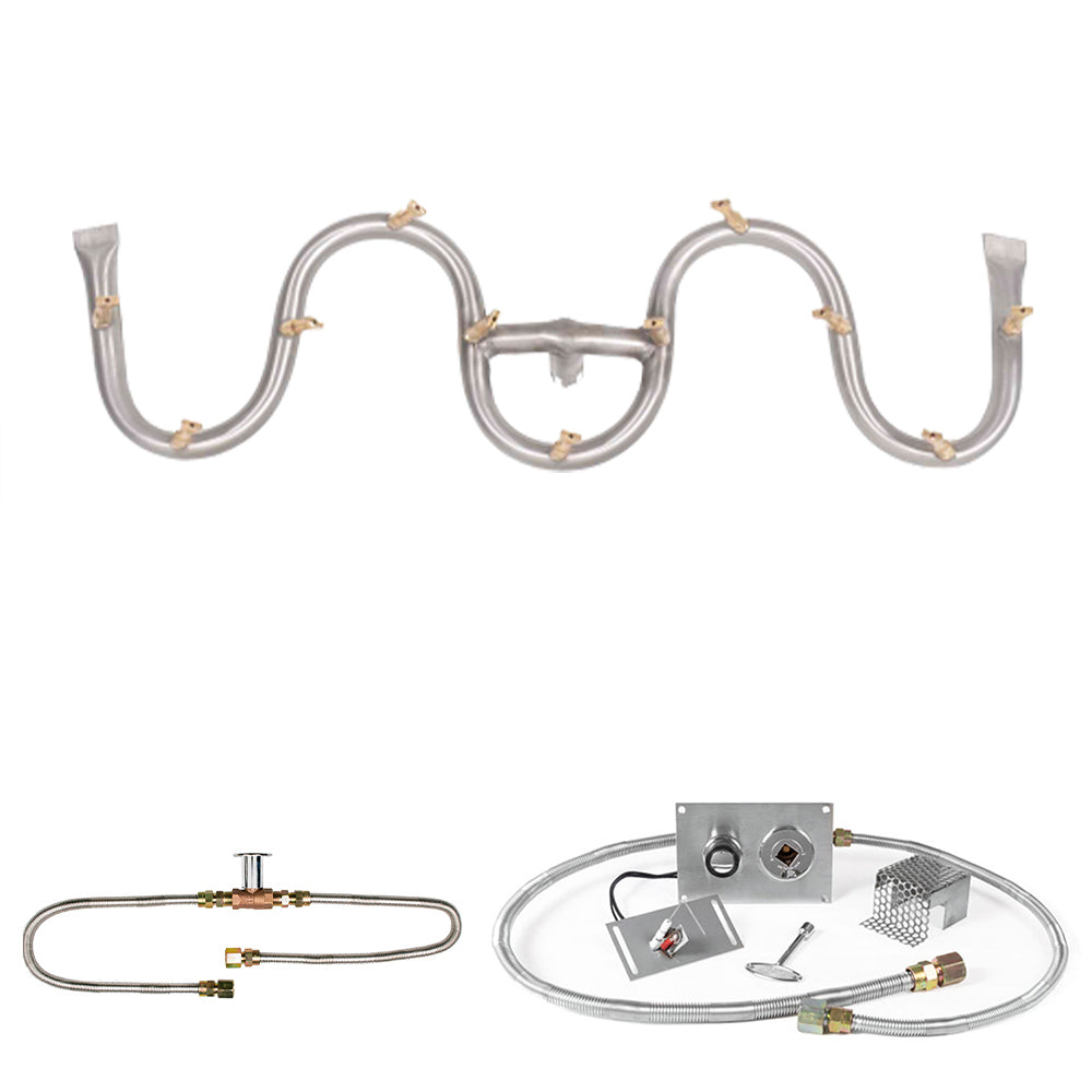 The Outdoor Plus Stainless Steel Switchback Bullet Spark Ignition Gas Fire Pit Burner Kit