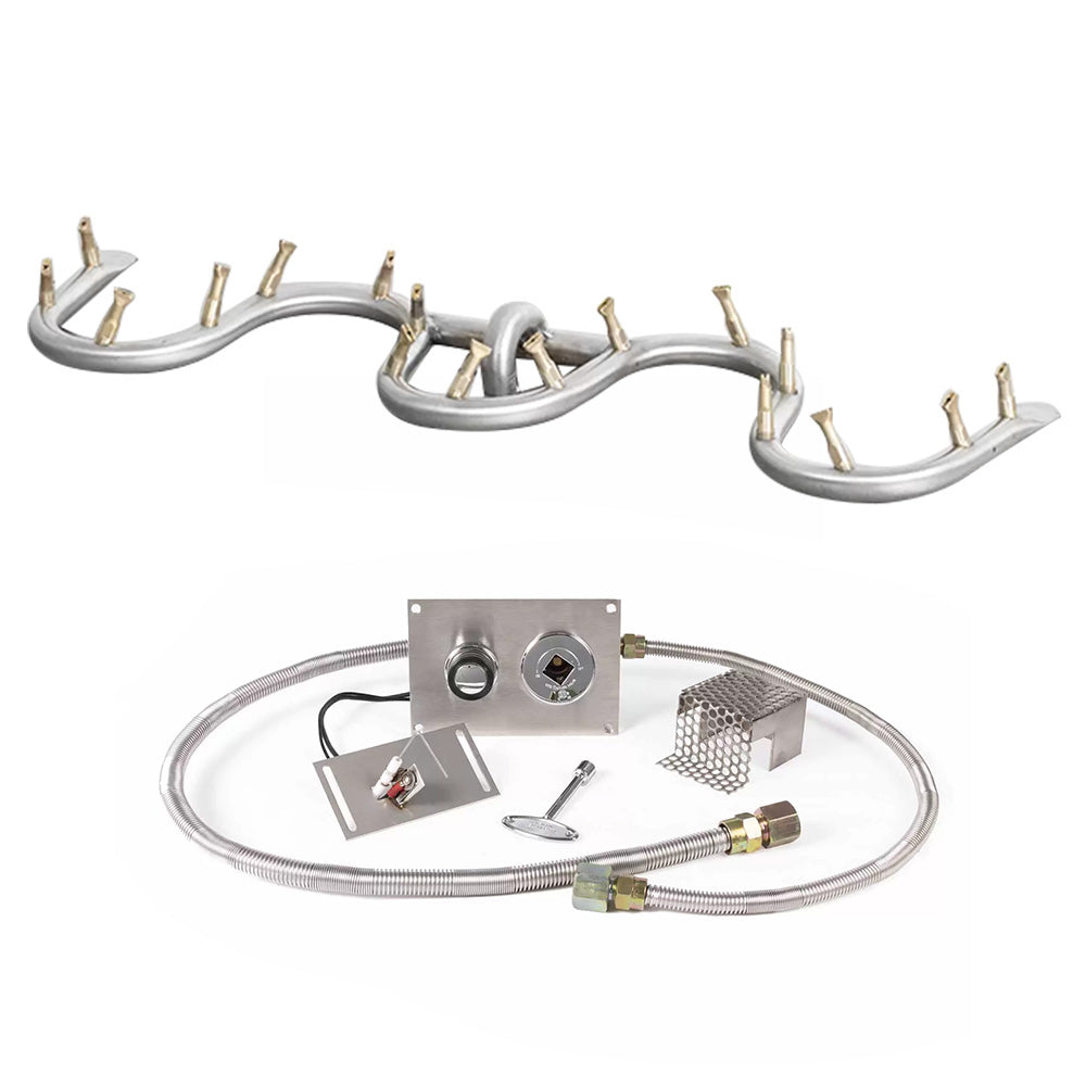 Stainless steel bullet gas fire pit burner kit with spark ignition parts and tubing