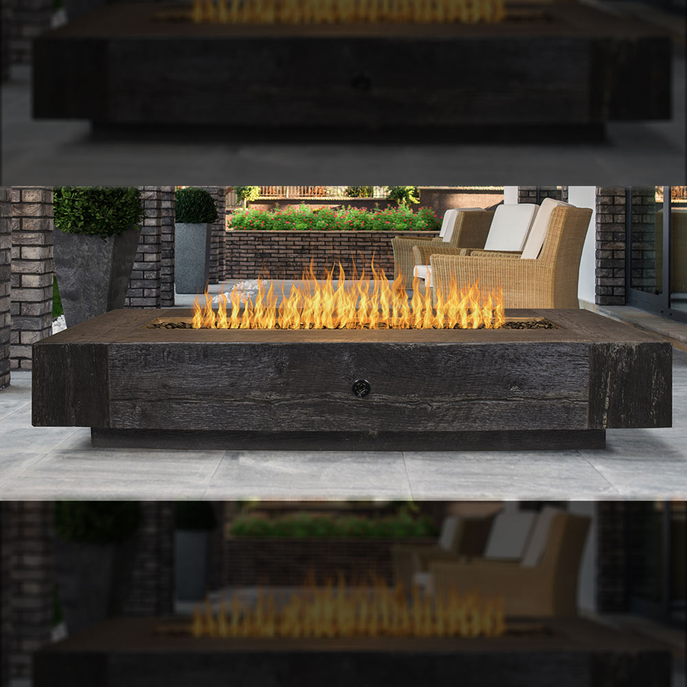 TOP Fires by The Outdoor Plus OPT-COR120x Coronado Wood Grain Fire Pit, 120x28-Inches