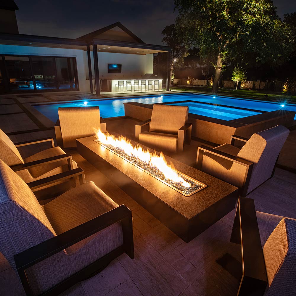 TOP Fires by The Outdoor Plus Coronado 48x28-Inch Linear Powder Coated Steel Gas Fire Pit