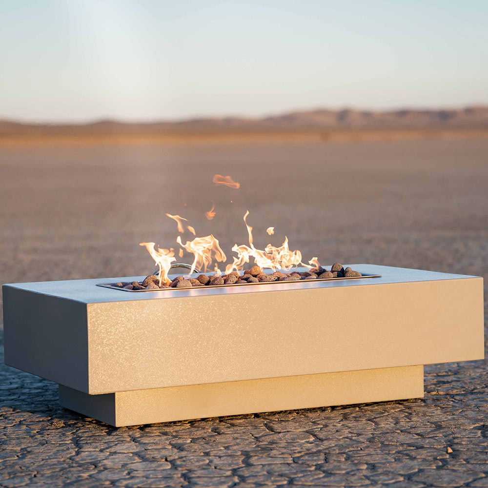 TOP Fires by The Outdoor Plus Coronado 96x28-Inch Linear Powder Coated Steel Gas Fire Pit