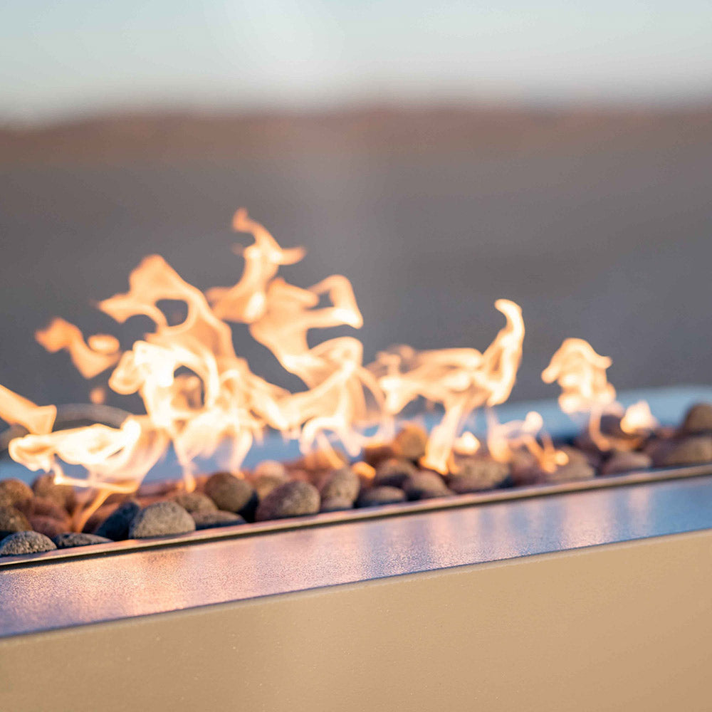 TOP Fires by The Outdoor Plus Coronado 96x28-Inch Linear Powder Coated Steel Gas Fire Pit