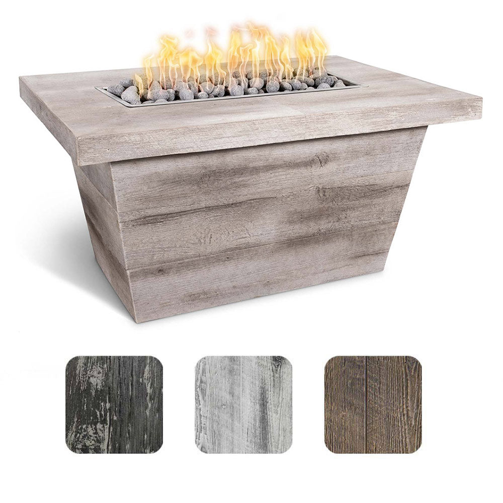 TOP Fires by The Outdoor Plus Carson 24-Inch Tall Rectangular Wood Grain Concrete Gas Fire Pit