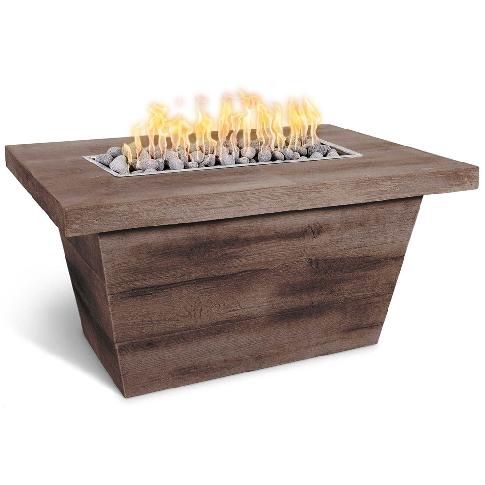 TOP Fires by The Outdoor Plus Carson 24-Inch Tall Rectangular Wood Grain Concrete Gas Fire Pit