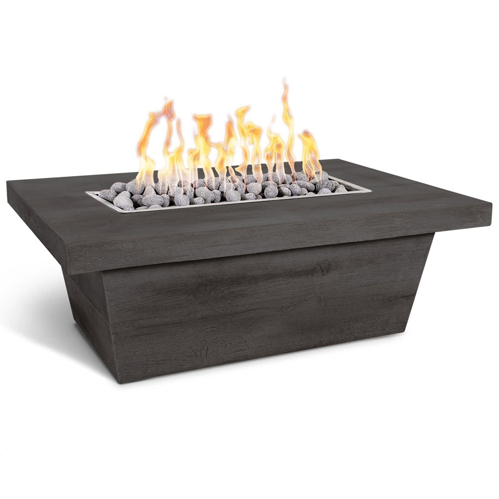TOP Fires by The Outdoor Plus Carson 16-Inch Tall Rectangular Wood Grain Concrete Gas Fire Pit