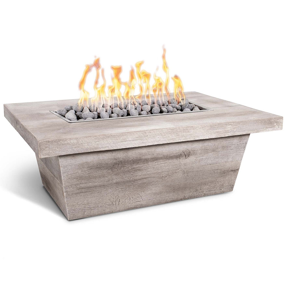TOP Fires by The Outdoor Plus Carson 16-Inch Tall Rectangular Wood Grain Concrete Gas Fire Pit