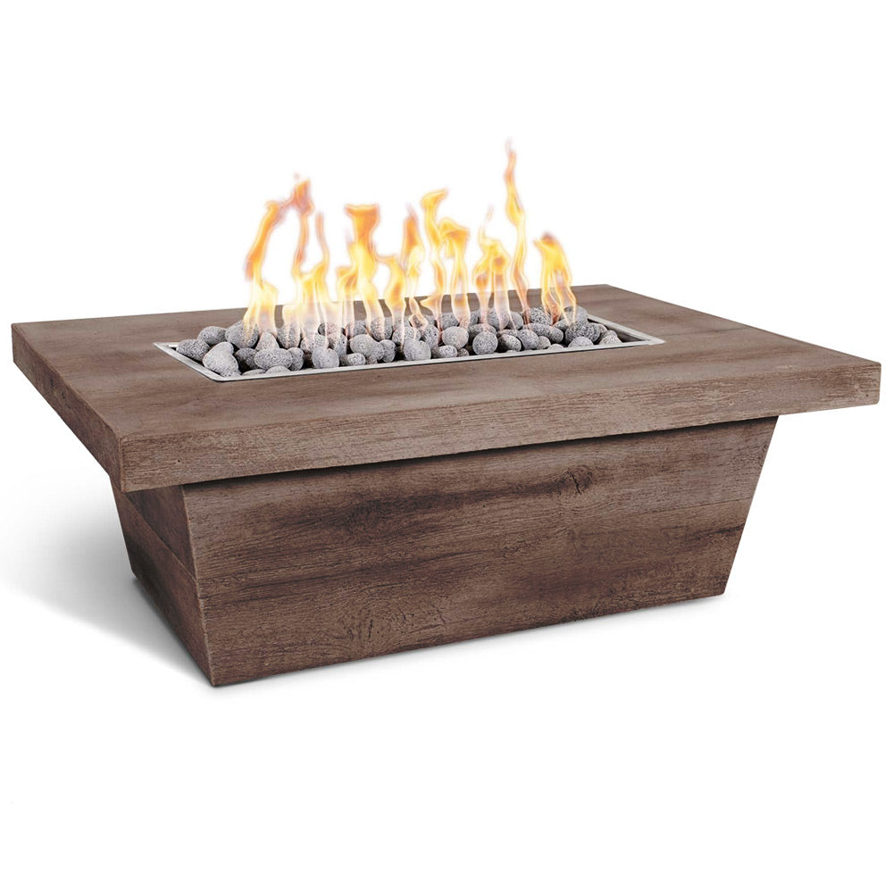 TOP Fires by The Outdoor Plus Carson 16-Inch Tall Rectangular Wood Grain Concrete Gas Fire Pit