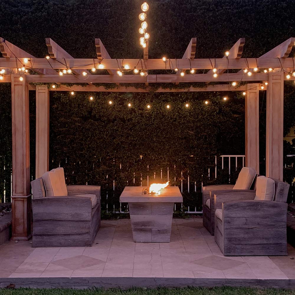 TOP Fires by The Outdoor Plus Carson 24-Inch Tall Rectangular Wood Grain Concrete Gas Fire Pit
