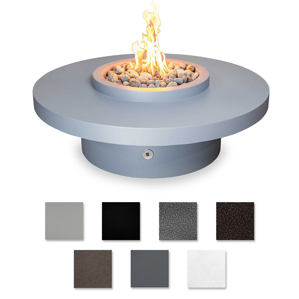The Outdoor Plus Coastline Round Powder Coated Steel Gas Fire Table