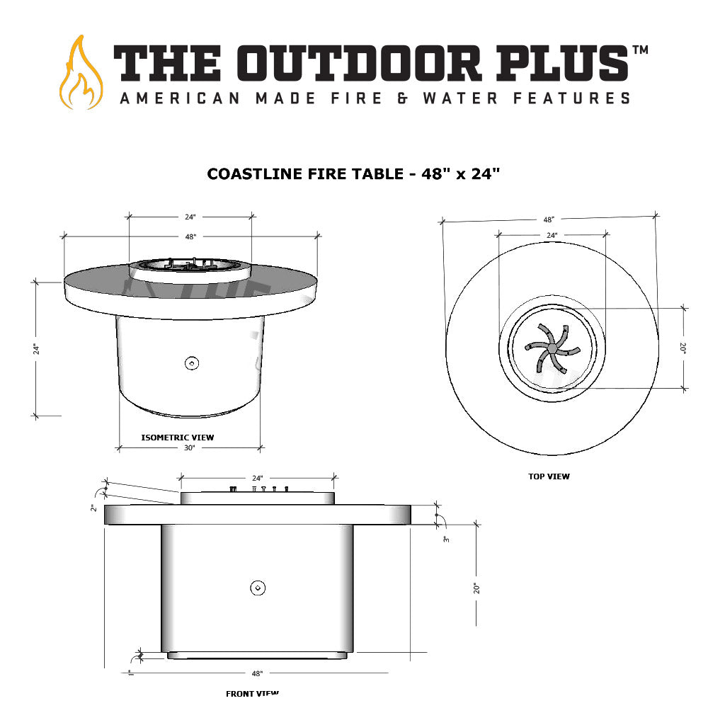 The Outdoor Plus Coastline Round Powder Coated Steel Gas Fire Table