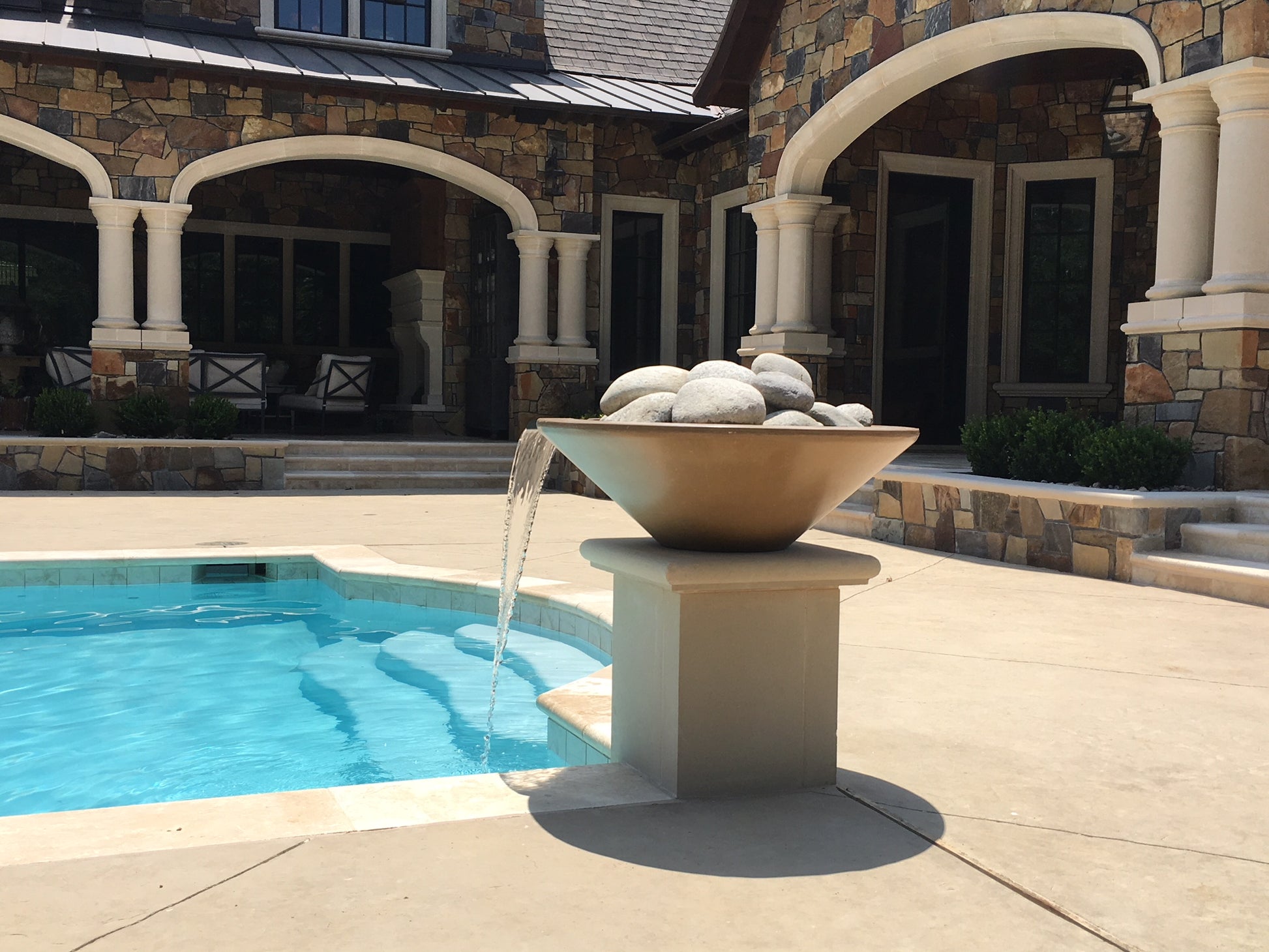 TOP Fires by The Outdoor Plus Cazo Round Concrete Gas Fire and Water Bowl