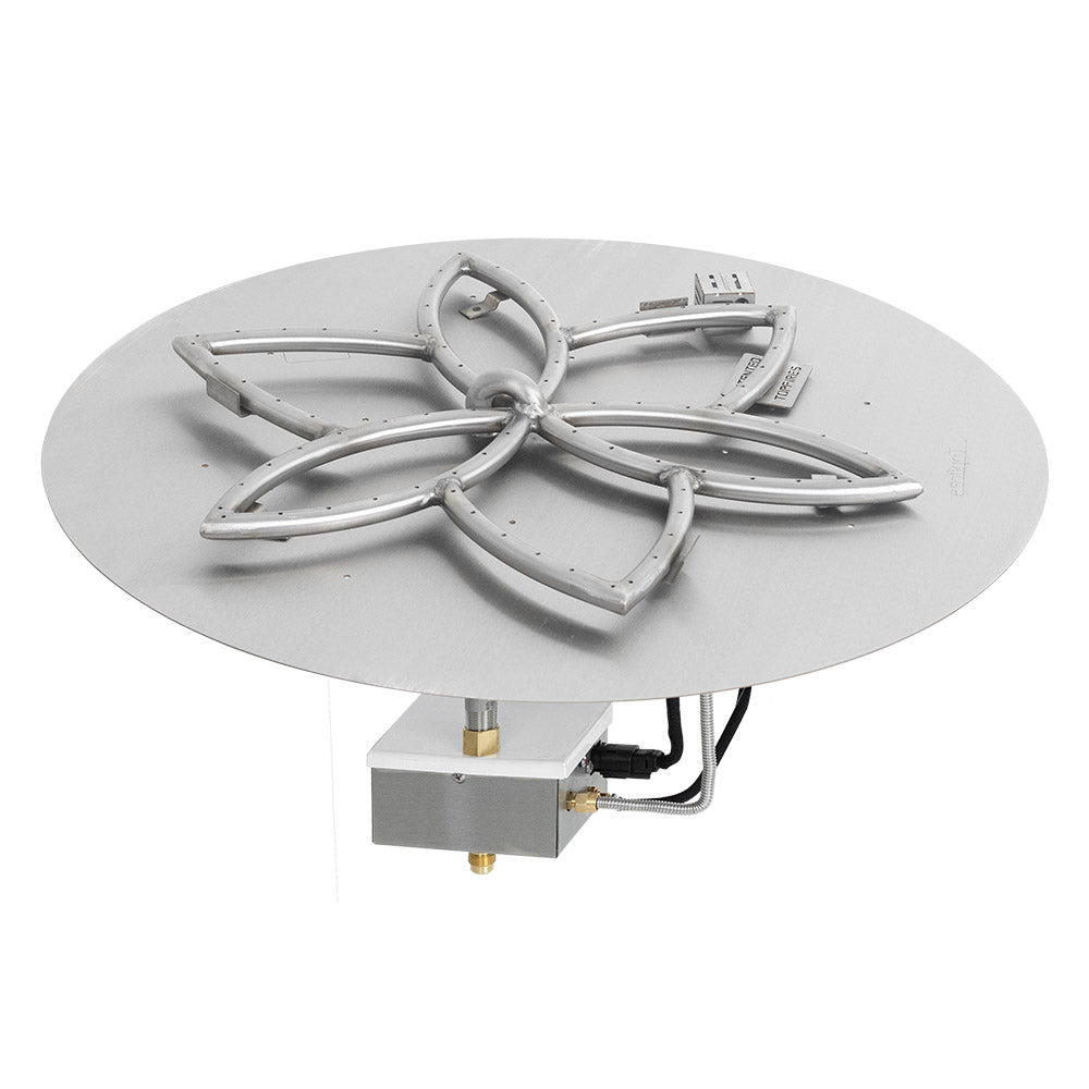 Metal gas burner kit with lotus-flower burner rings and control wiring box