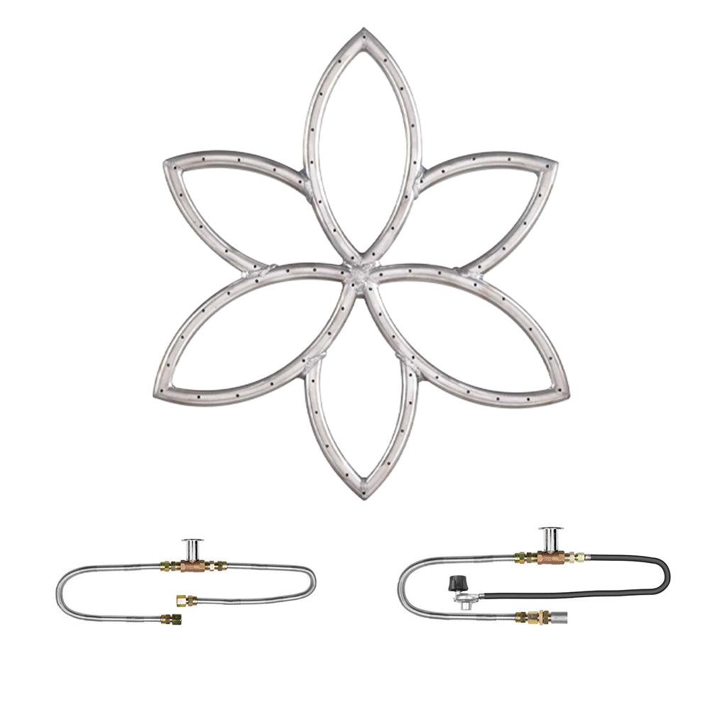 The Outdoor Plus Lotus Flower Match Light Gas Fire Pit Burner Kit